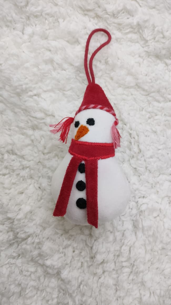 Cozy Velvet Snowman Hanging Ornament