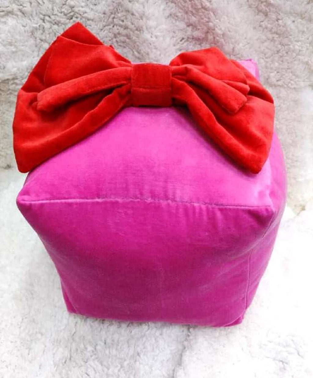 Velvet Christmas Gift Box Pillow