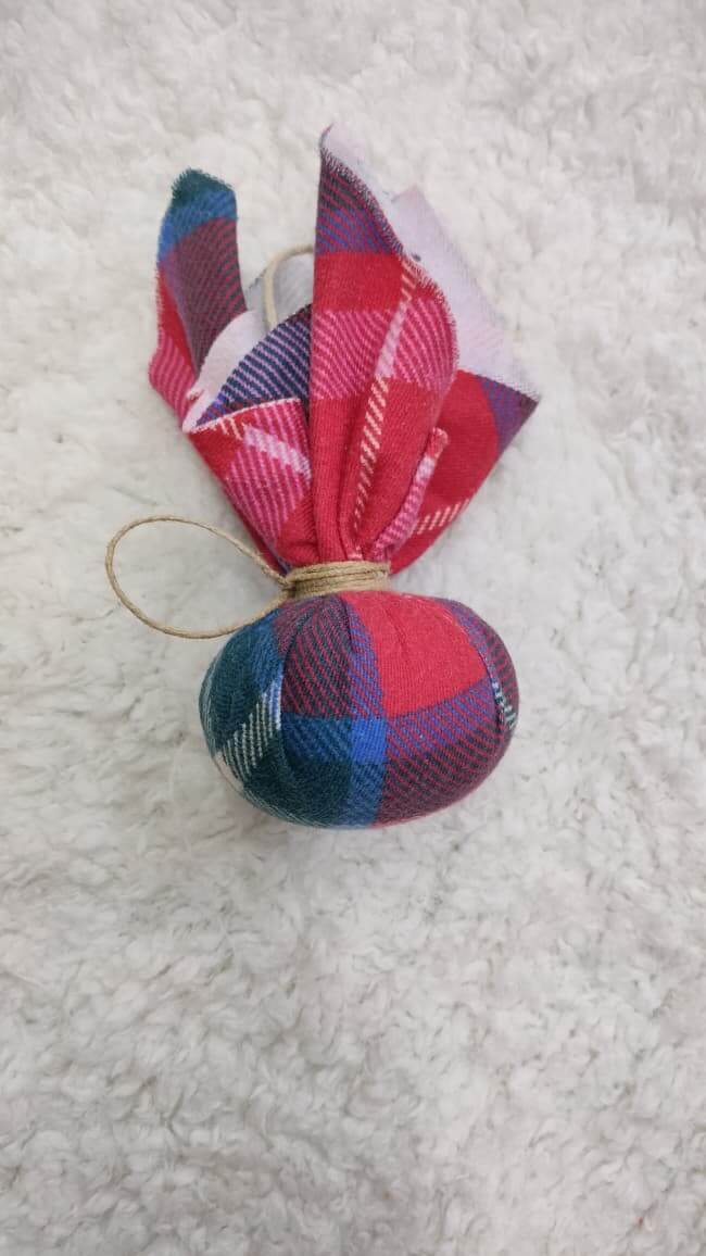 Rustic Plaid Fabric Bundle Hanging Ornament
