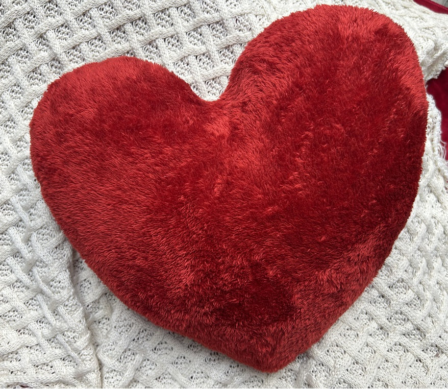 EcruE Luxury Luxurious 100% Pure Cotton Heart-Shaped Valentine's Day Cushion - 14x14 Inches - White with Plush 15 Denier Fiber Filling - Elegant Buckle Fabric & Embroidery | Elegant Home Décor Accent