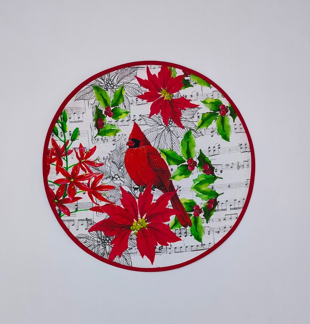 Round Cardinal & Poinsettia Placemat