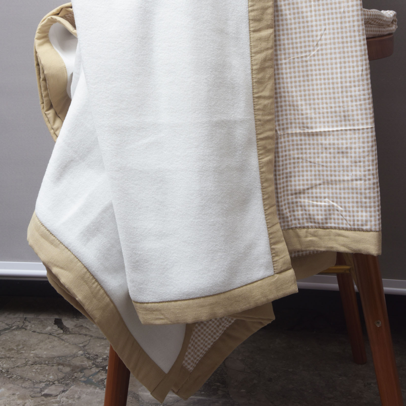 Neutral Check Printed Blanket EcruE