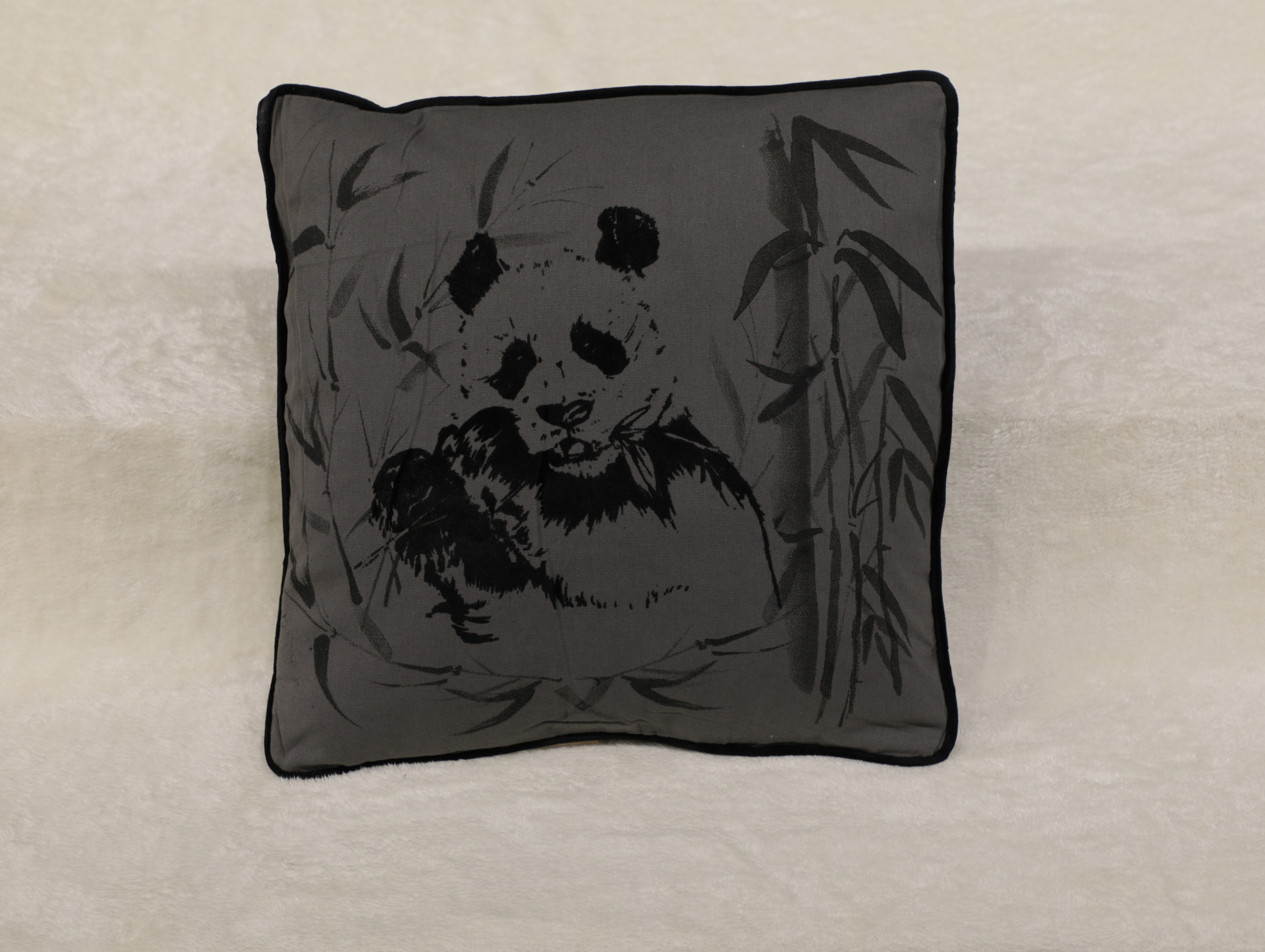 Printed Panda Cushion EcruE